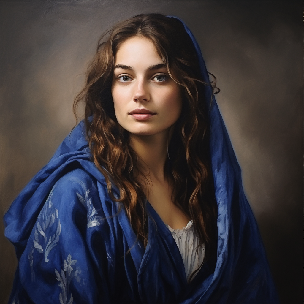 Beautiful Kiera Knightley in medieval blue garments