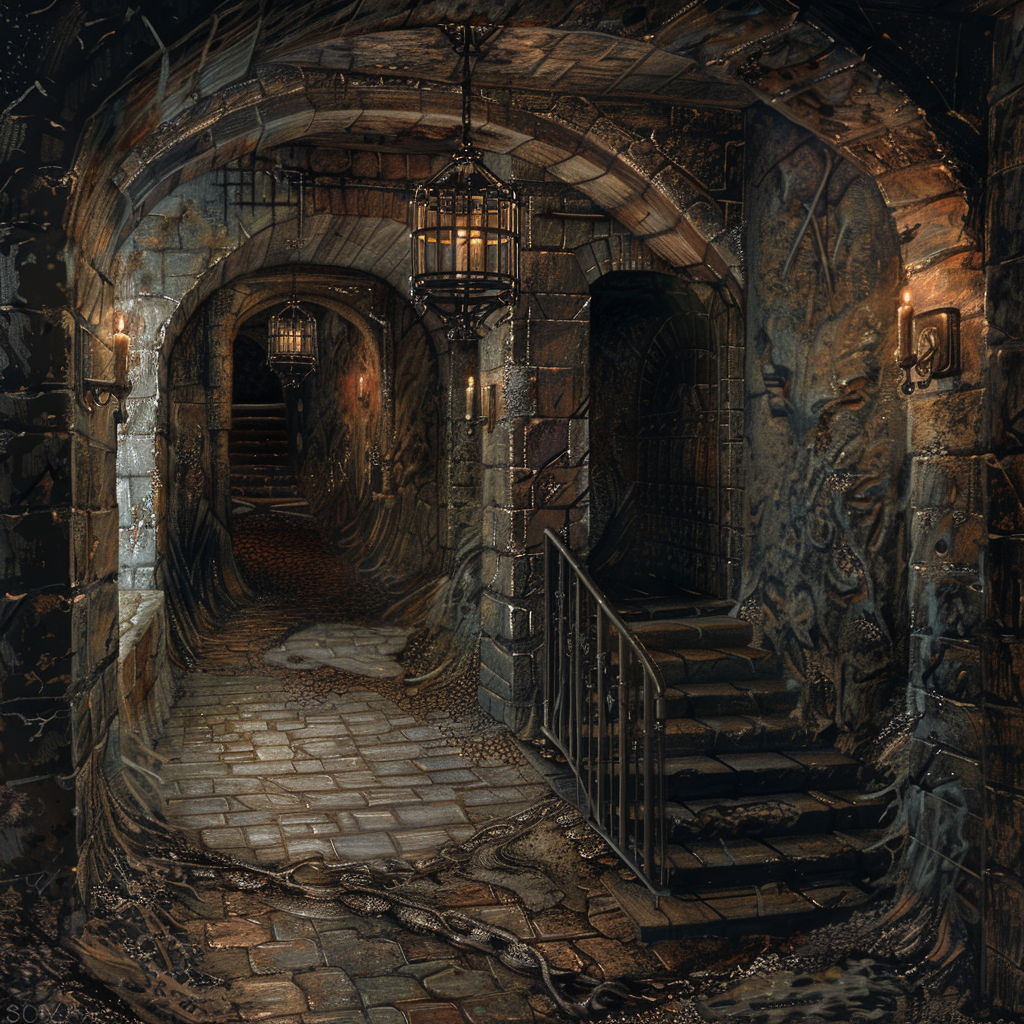 Dark medieval dungeon interior