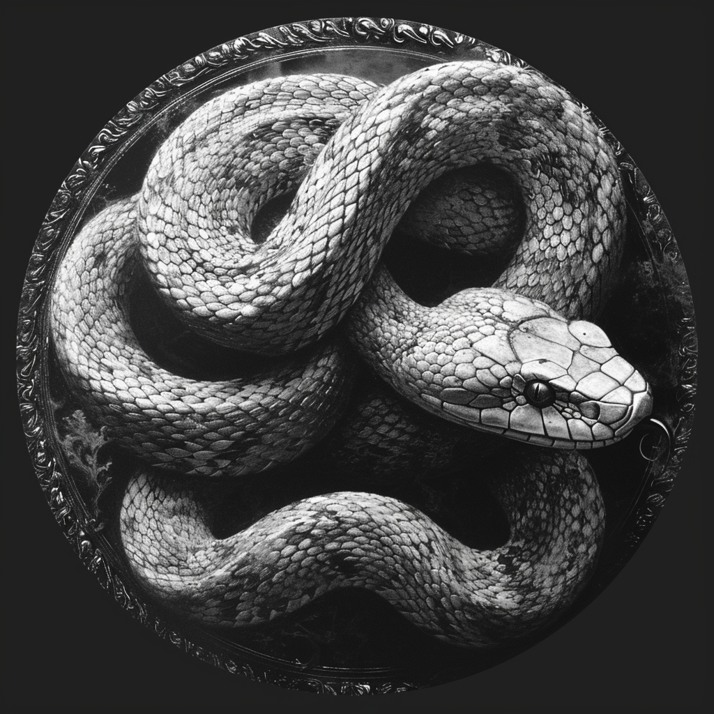 Snake in Medieval Etching Style