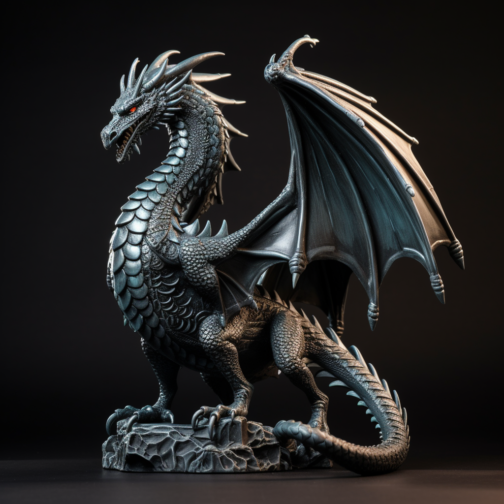 Dragon statuette in medieval fantasy