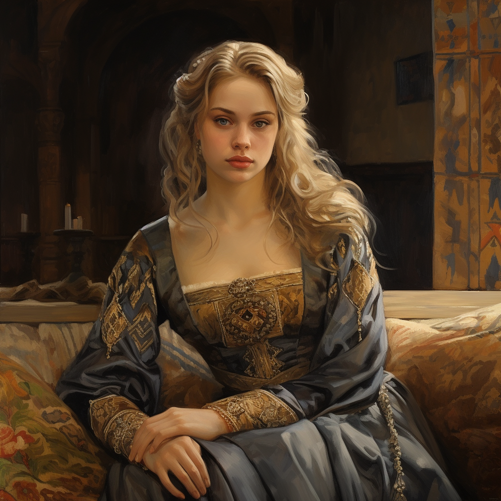 Young medieval fantasy girl in regal attire