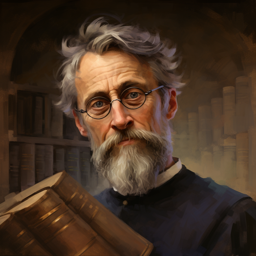 Medieval Fantasy Man Historian with Books