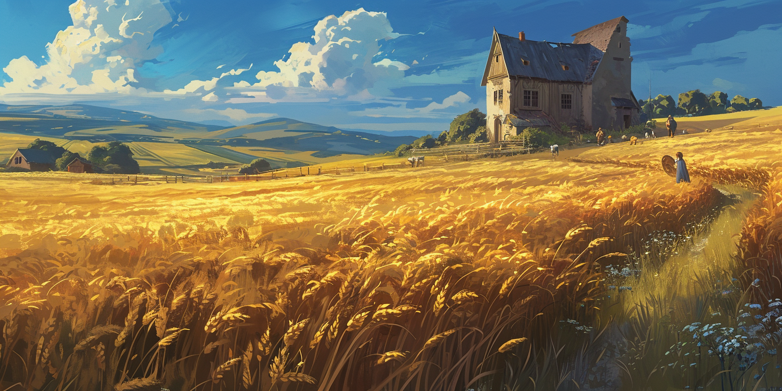 Golden Wheat Fields on Medieval Farmland