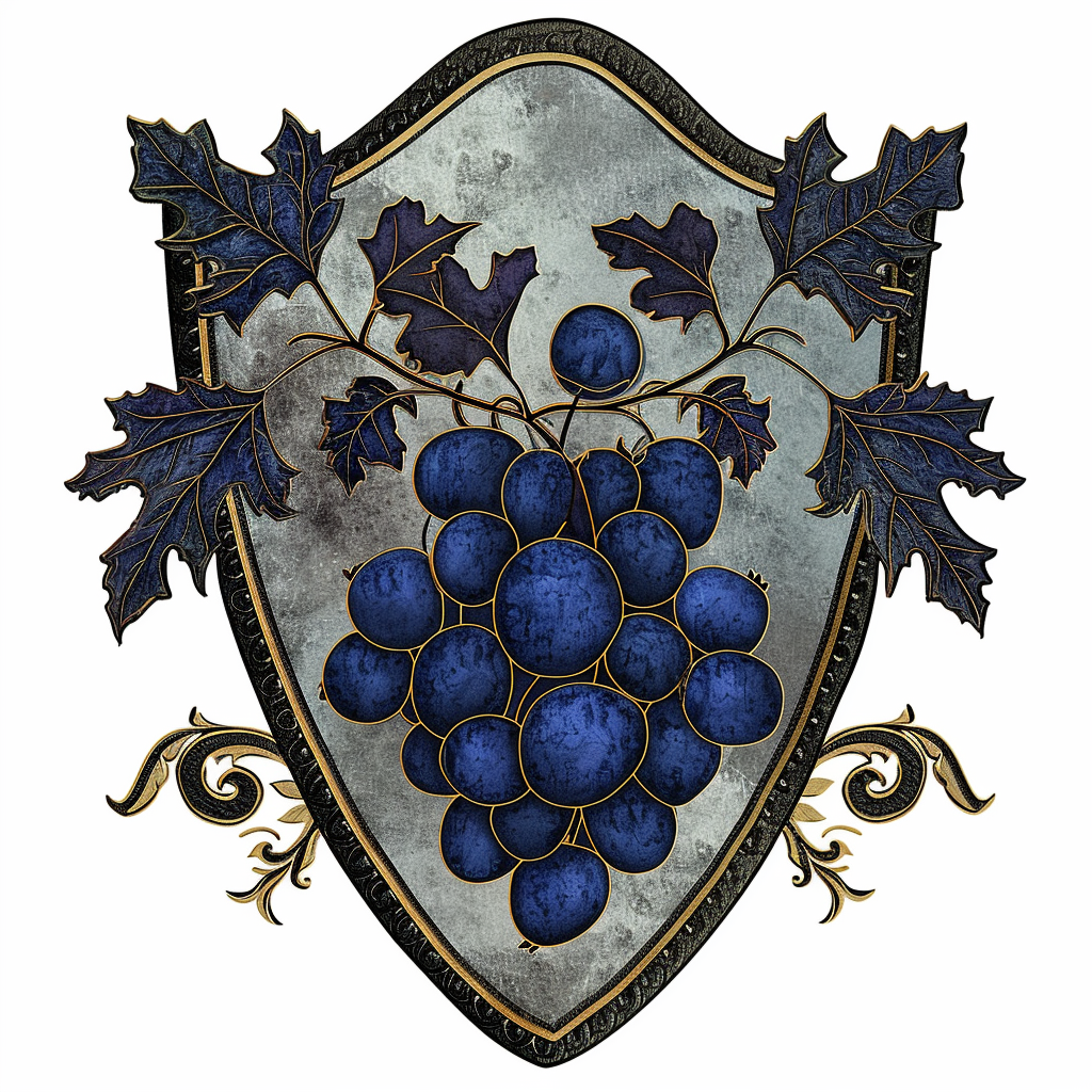 Medieval heraldry crest of a blueberry