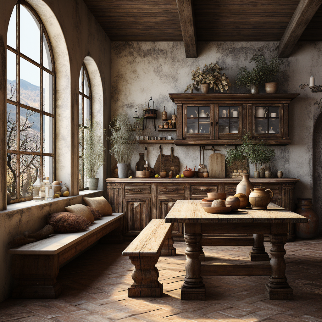 Medieval interior country house wall