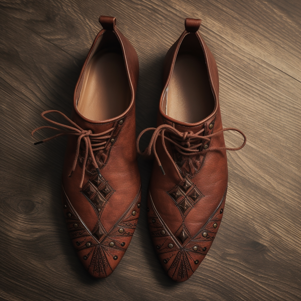 Medieval leather handmade pointed game shoes