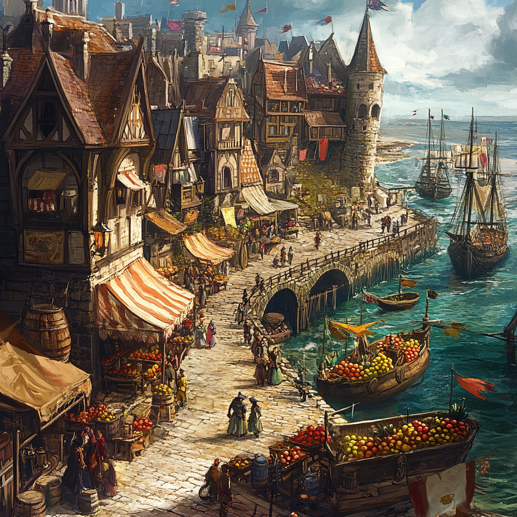 Fantasy medieval port city image