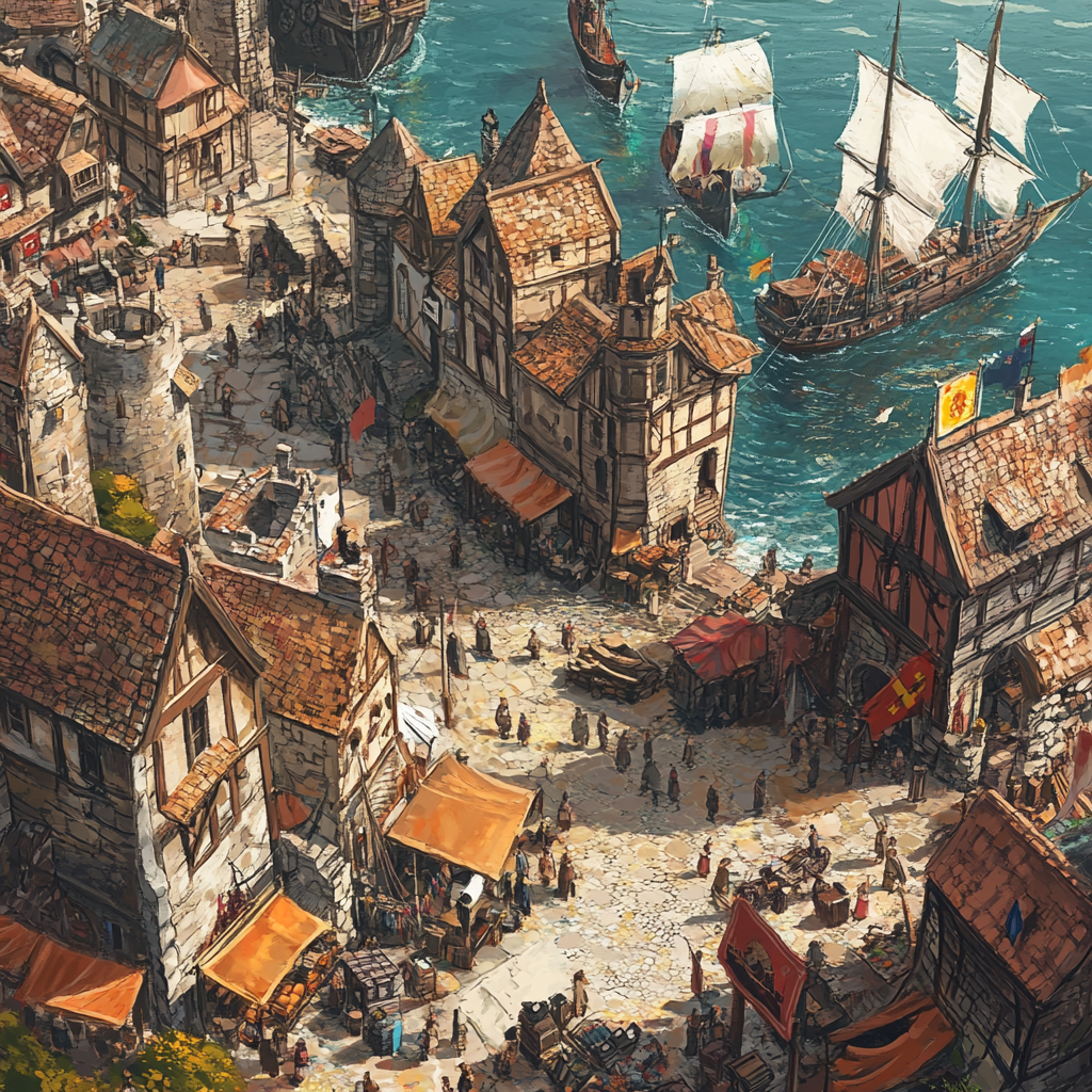 Birds Eye View Medieval Port