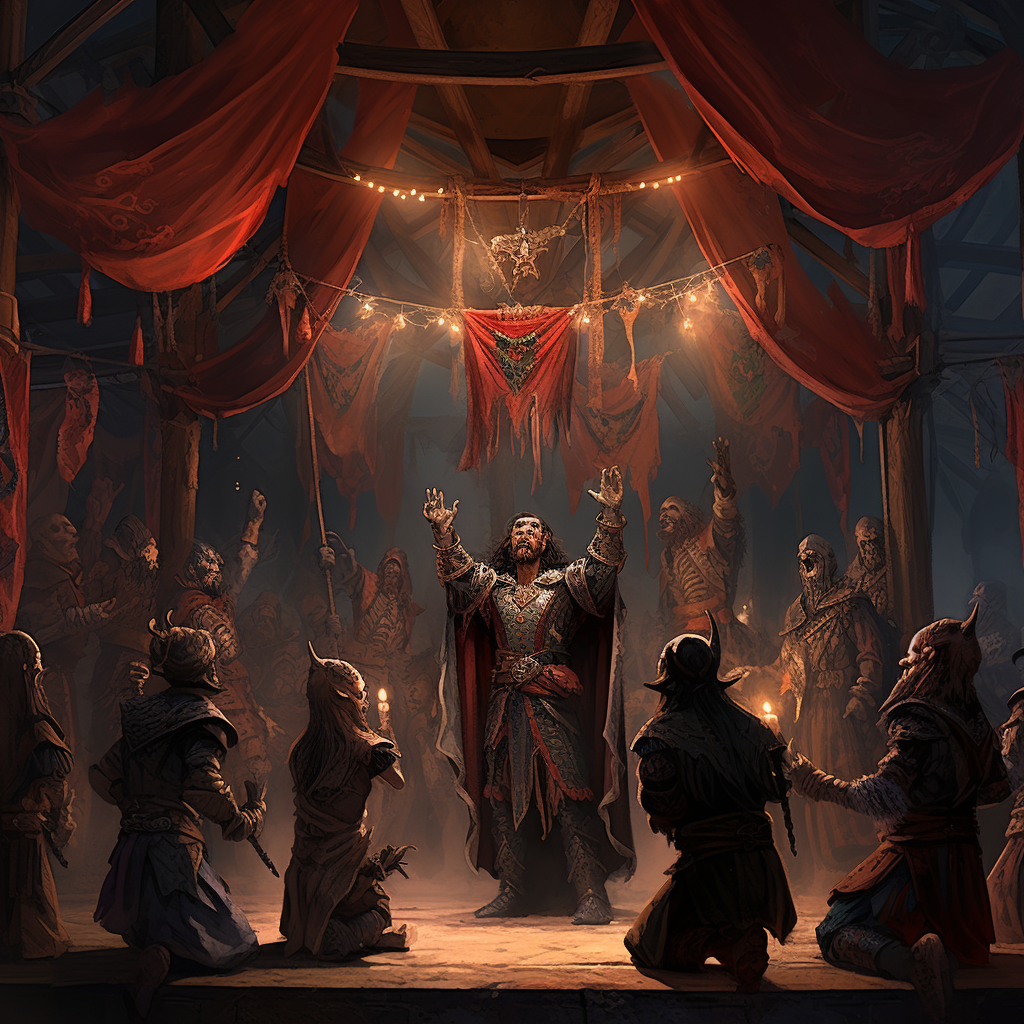 Medieval puppet show in fantasy setting