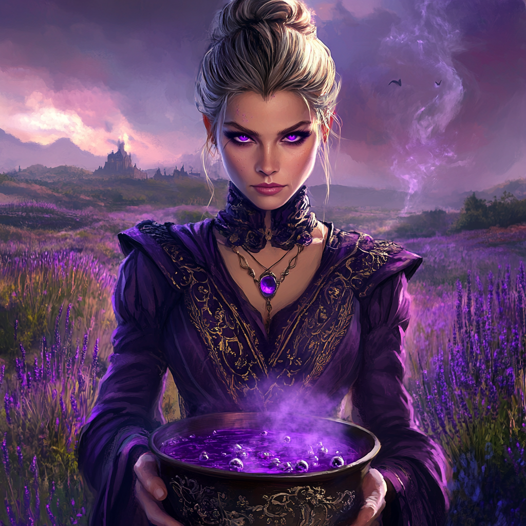 Medieval Sorceress with Purple Potion