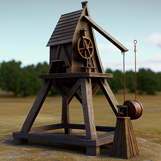 Steampunk Trebuchet in medieval setting