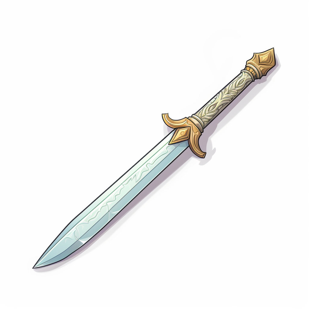 Isometric drawing of a medieval sword