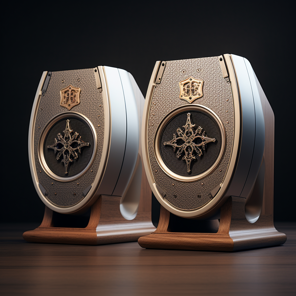 Medieval-themed speaker and subwoofer set for computer