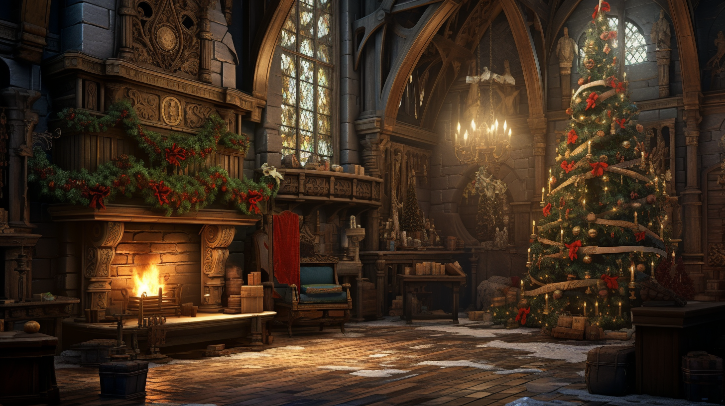 Relaxing medieval townhouse during Christmas celebrations