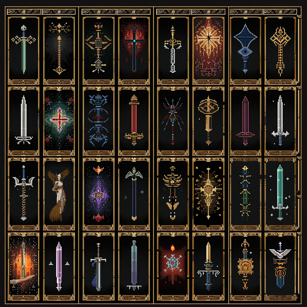 Medieval weaponry pixel art deck