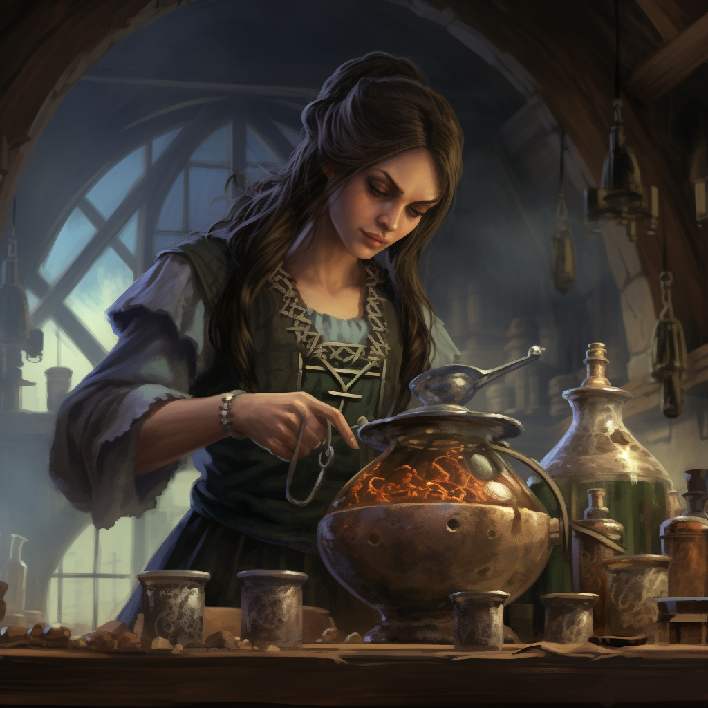 Powerful beserk potions brewed by a medieval witch