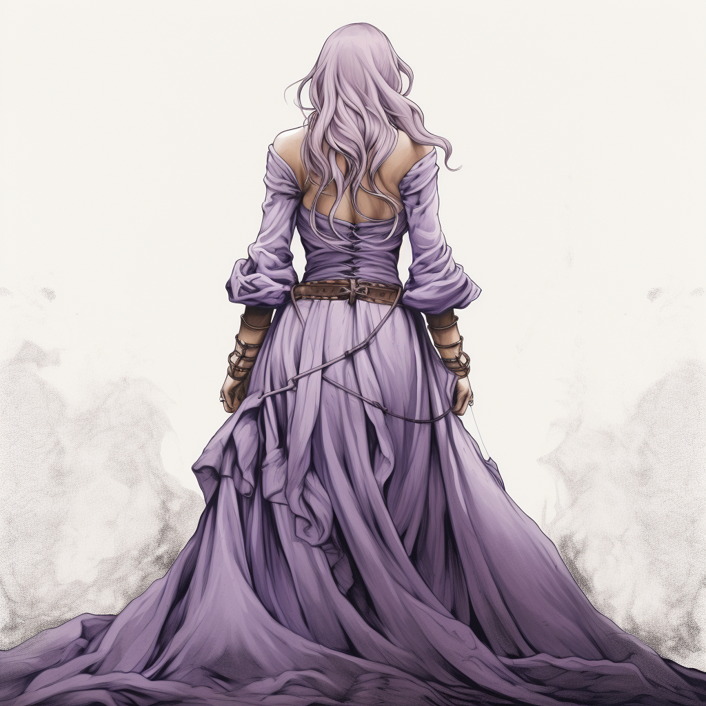 Beautiful medieval woman with lavender hair