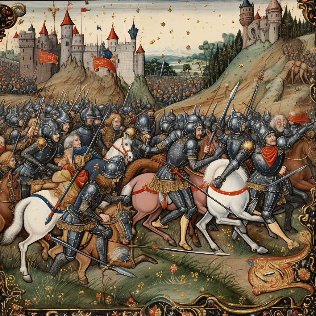 A gripping medieval battle scene