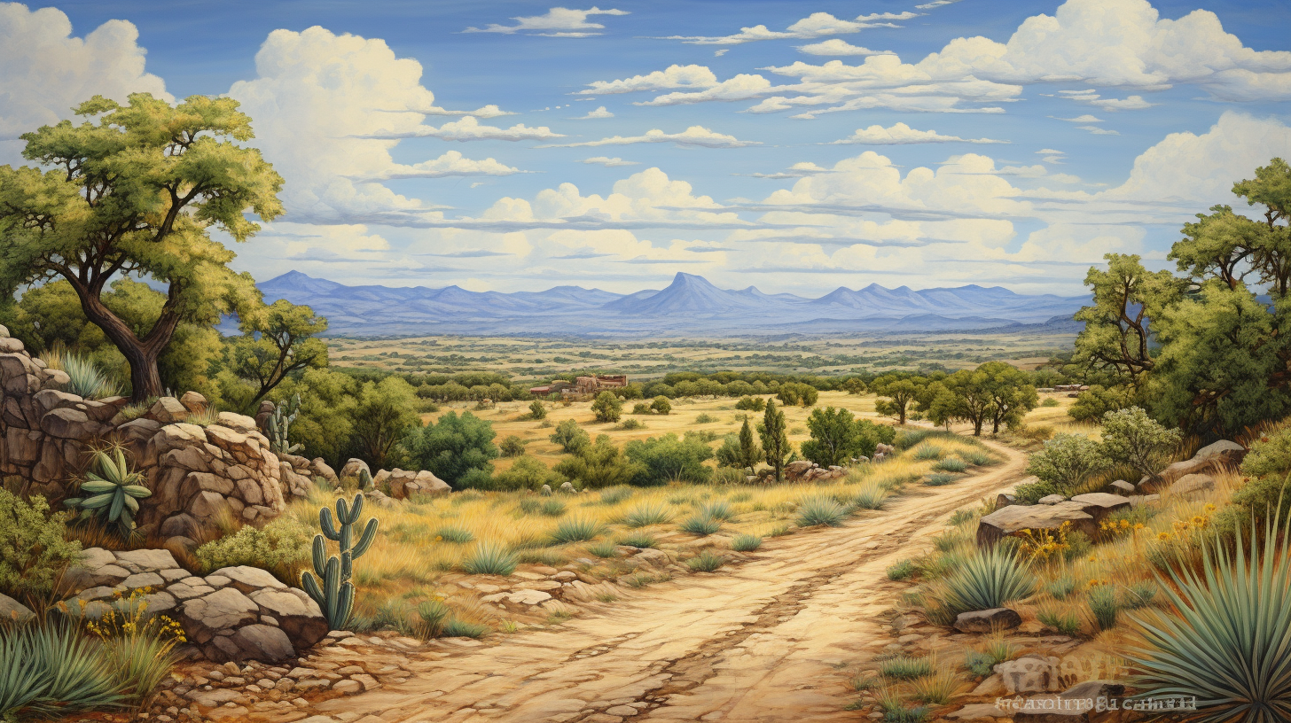 Highly detailed medieval California Texas landscape