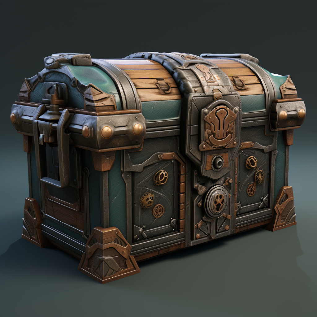 Medieval chest with cyberpunk design