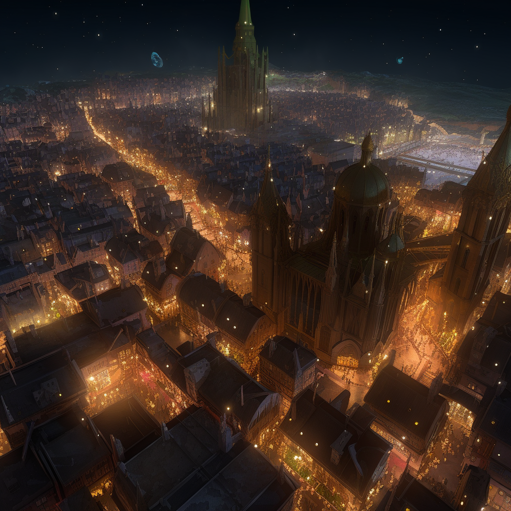 Awe-inspiring medieval city at night