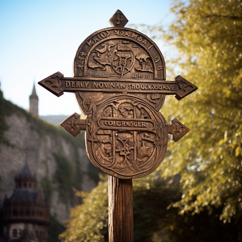 Medieval style wooden direction sign