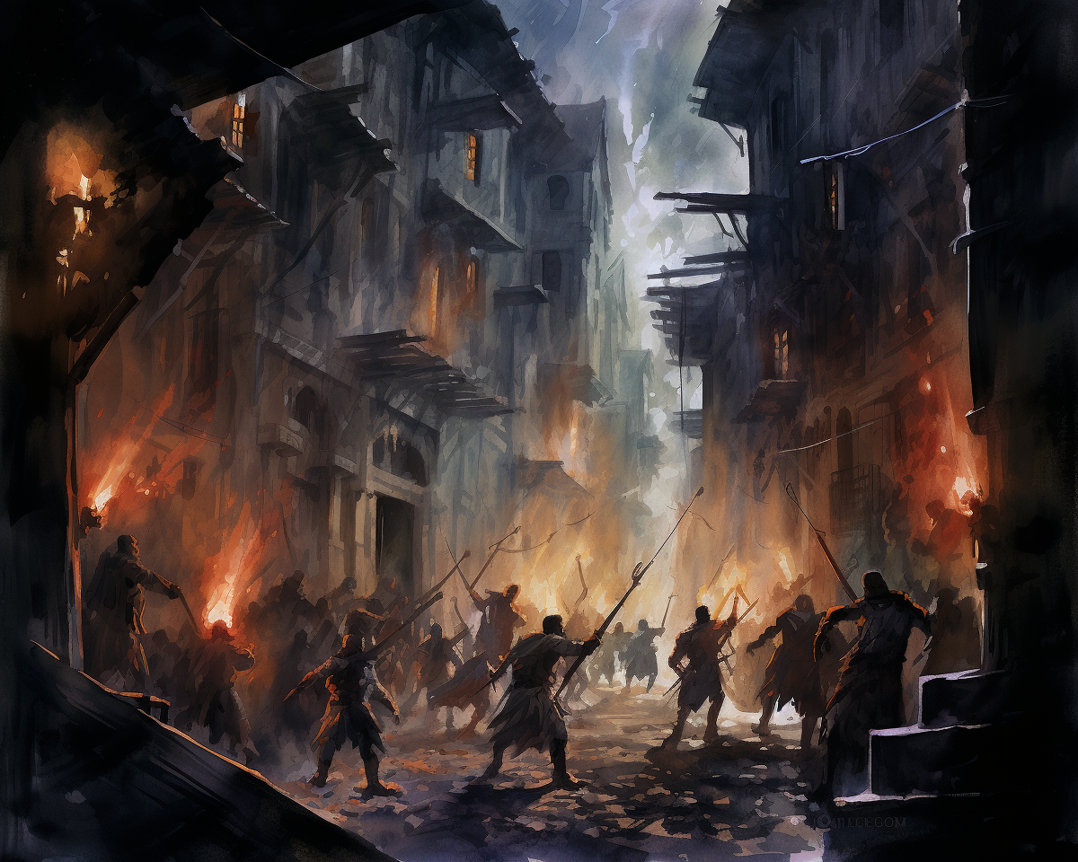 Dynamic Medieval Fantasy Combat in Narrow Alley