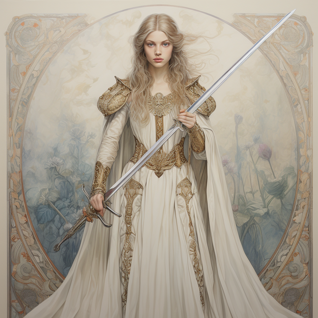 Medieval fantasy princess with long sword