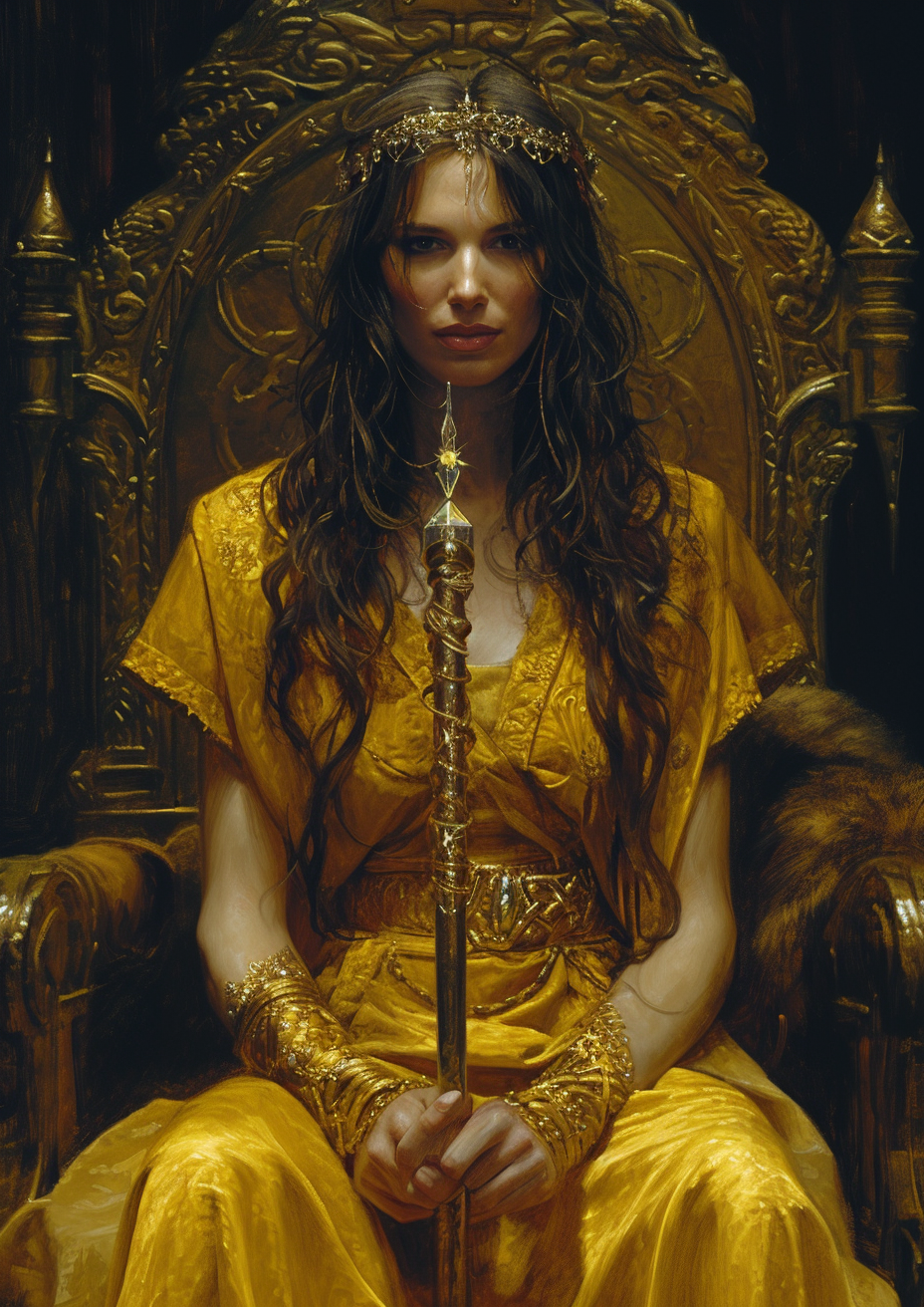 Medieval Female Empress on Golden Throne