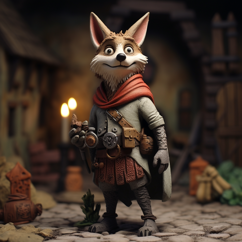 Medieval fox in claymation style