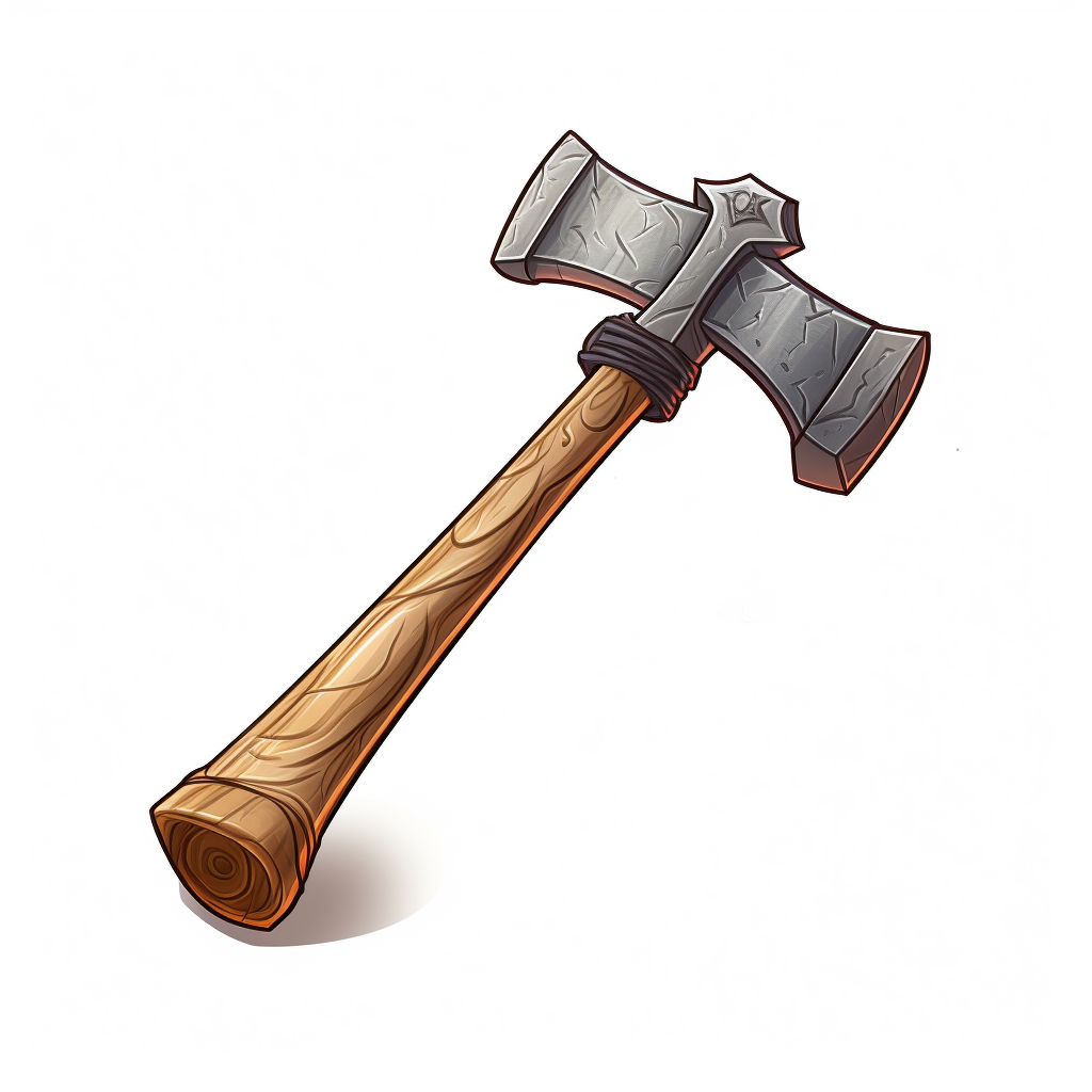 Cartoon medieval hammer on white background