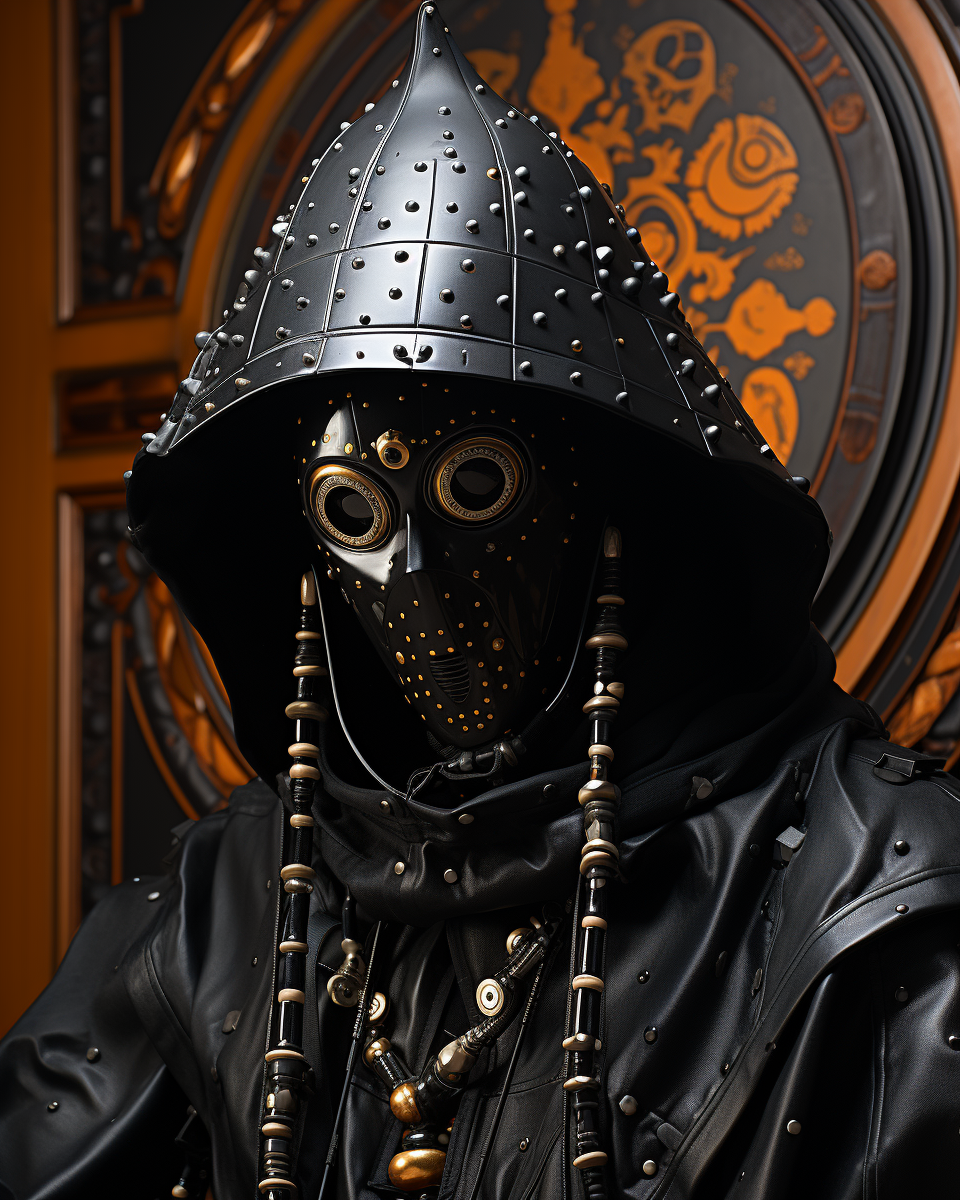 Black hood cultist in polka dot hat