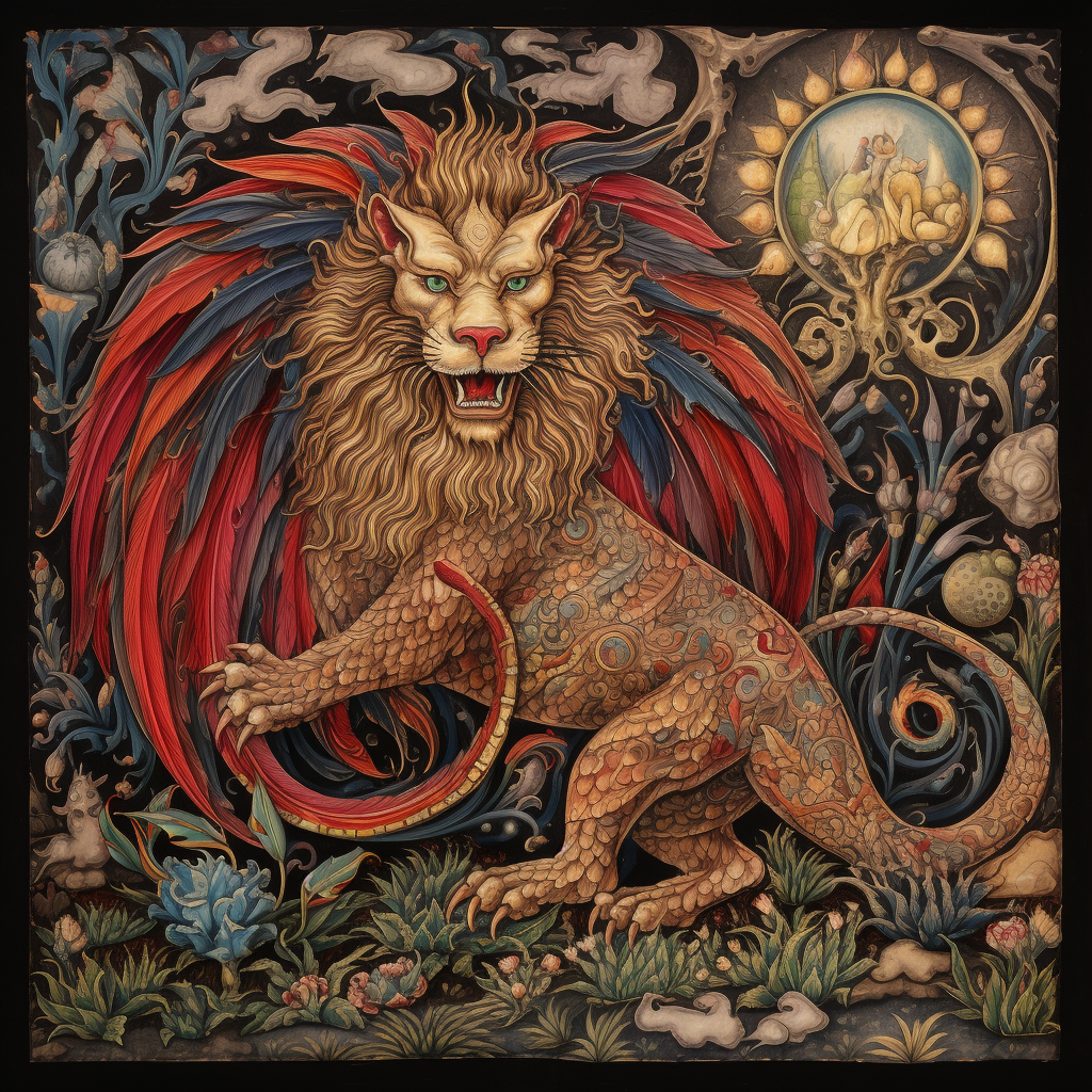 Enchanting chimera in medieval style