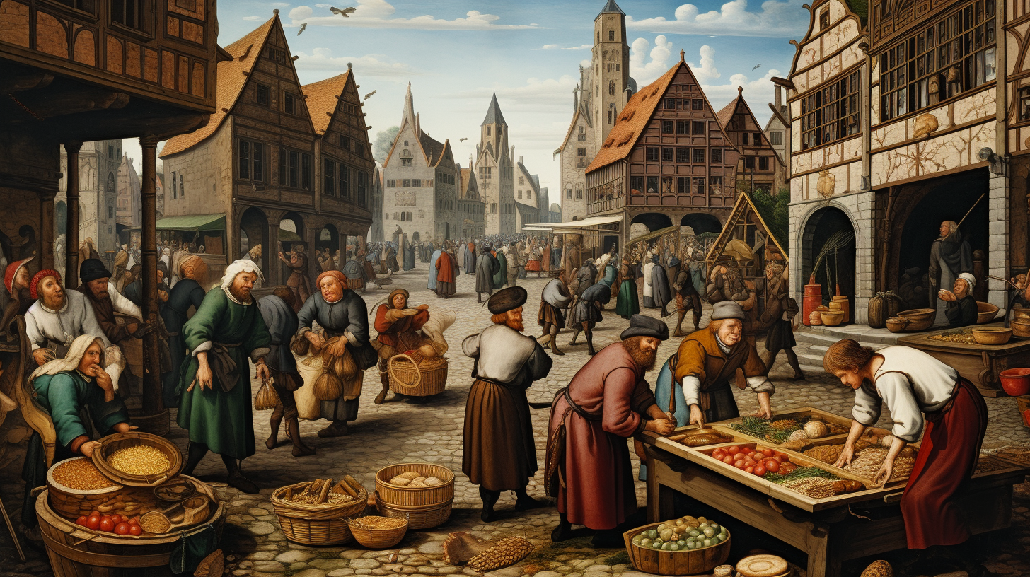 Delicious medieval market breads with nuts and dried fruits