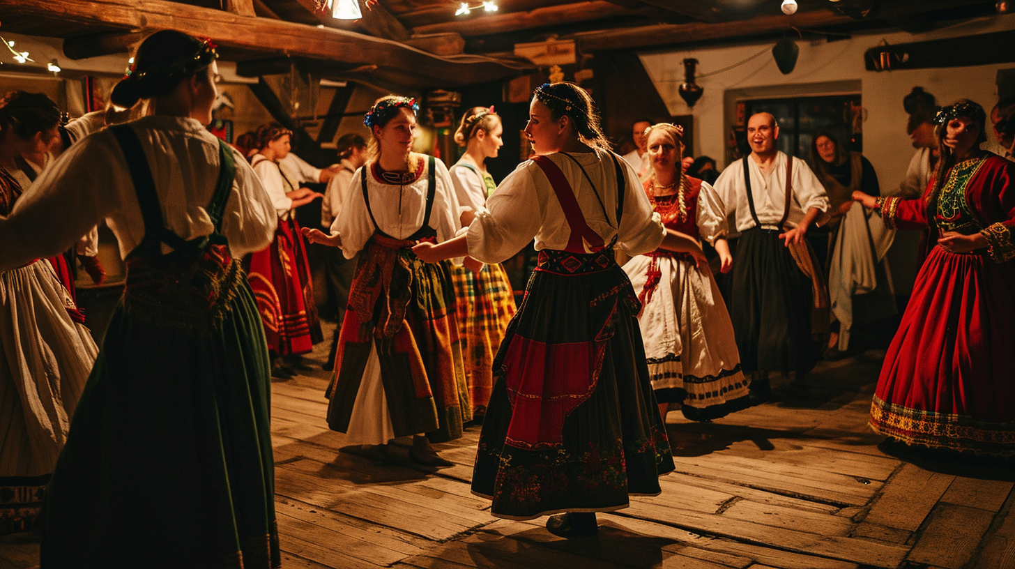 Colorful medieval Poland wedding ceremony