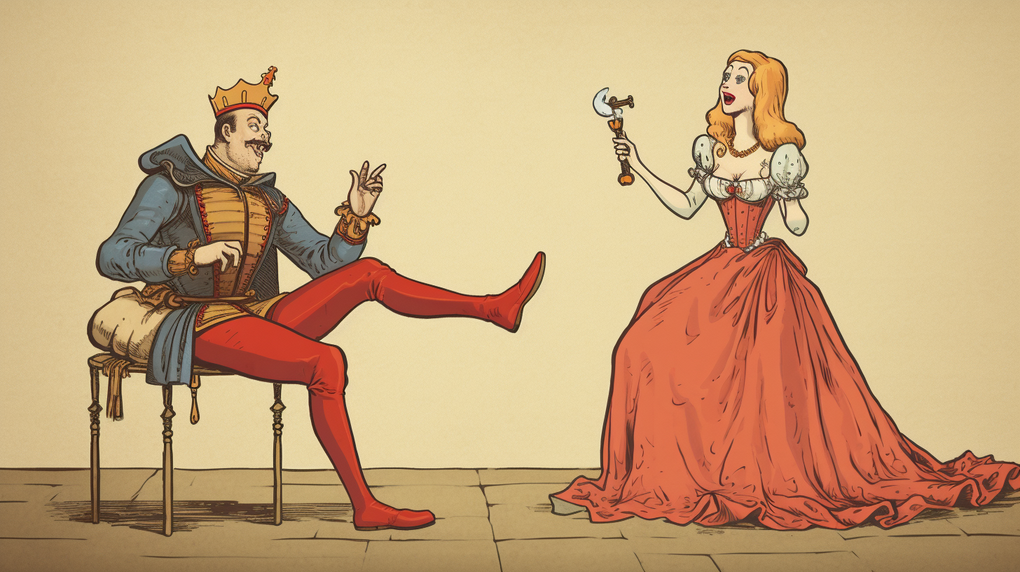 Humorous Cartoon of Medieval Princess Eating Leg