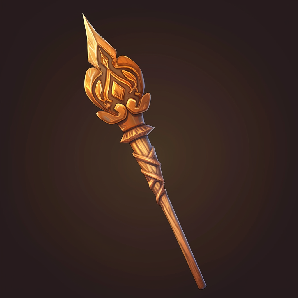 Woodcarving style image of medieval spear