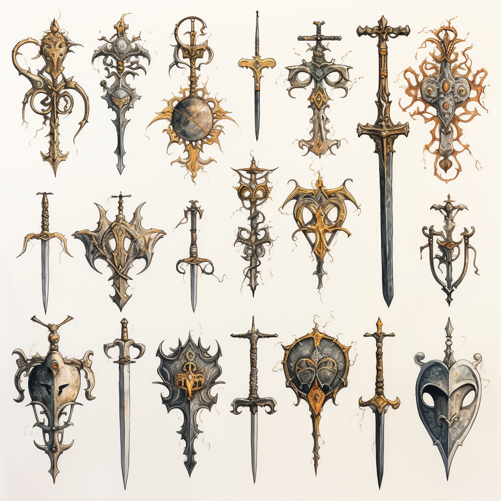 Illustration of Medieval Swords and Shields