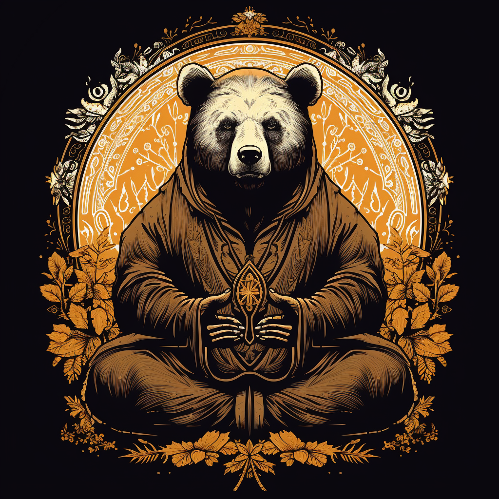 Meditating Buddhist Bear Art