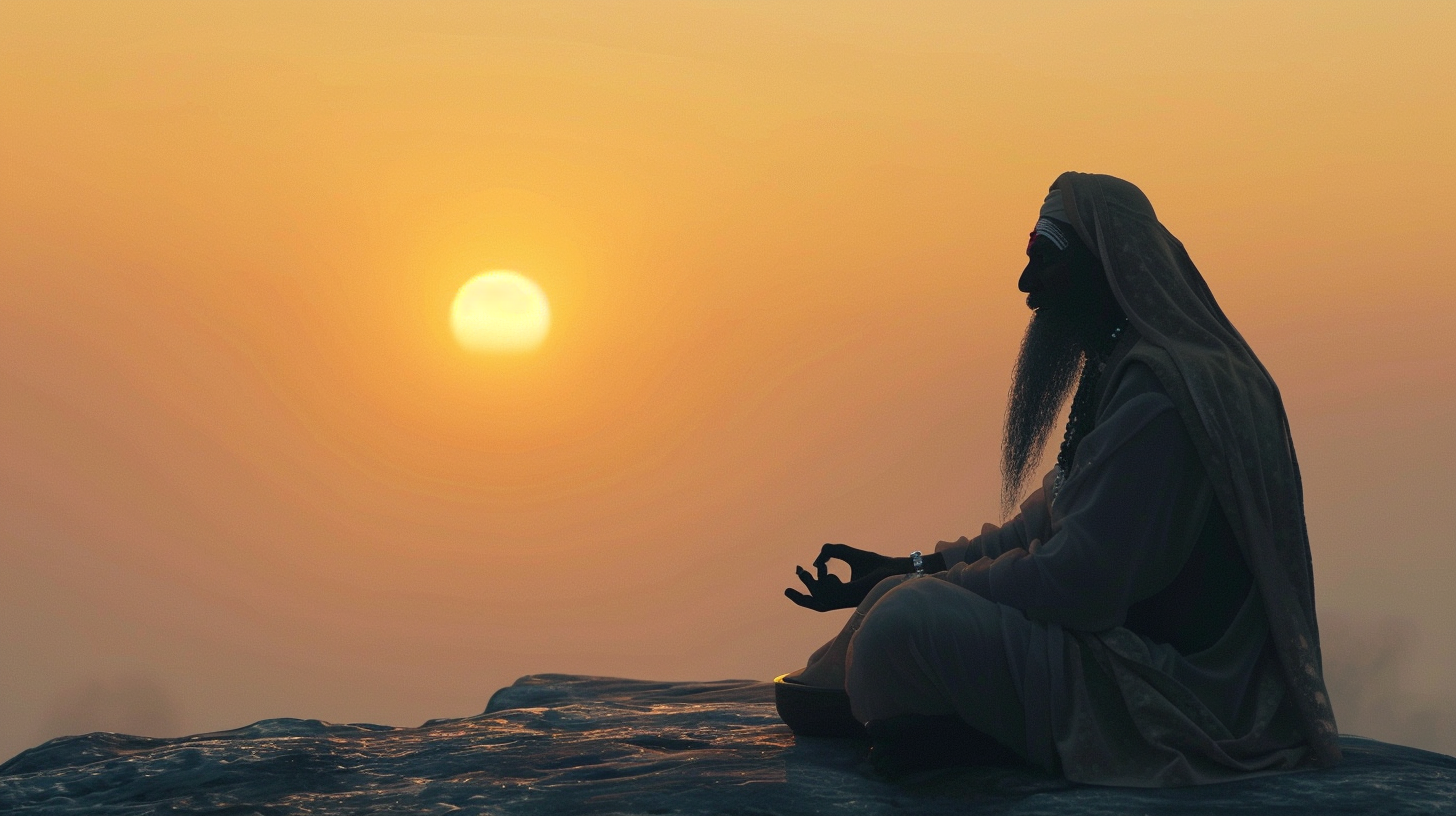 Meditating Indian Hindu Sage Silhouette