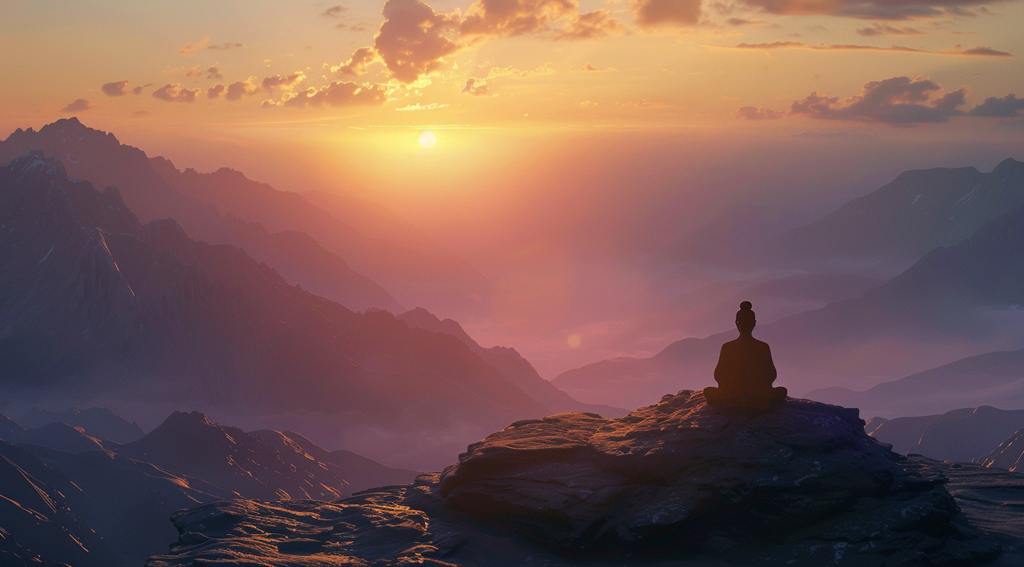 Meditating Sage Mountain Silhouette