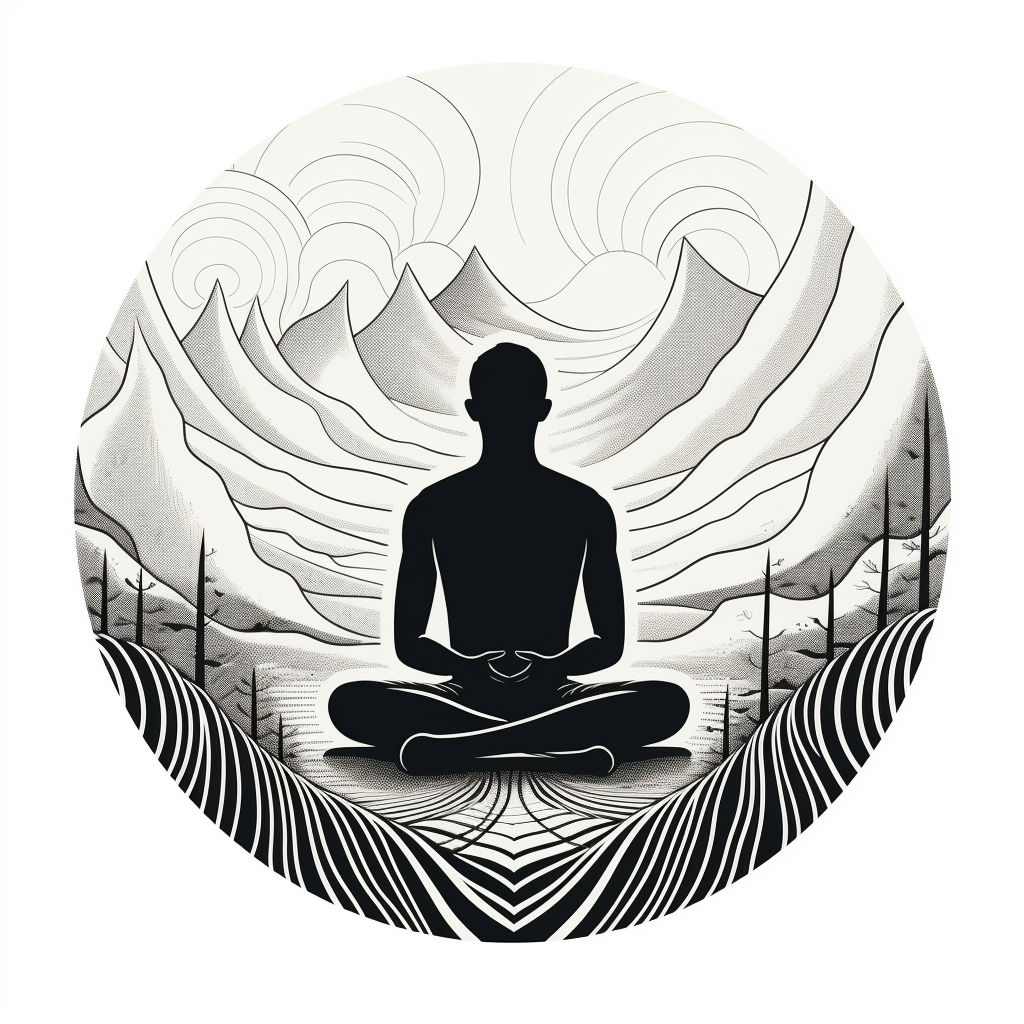 Meditation tattoo design in naive style