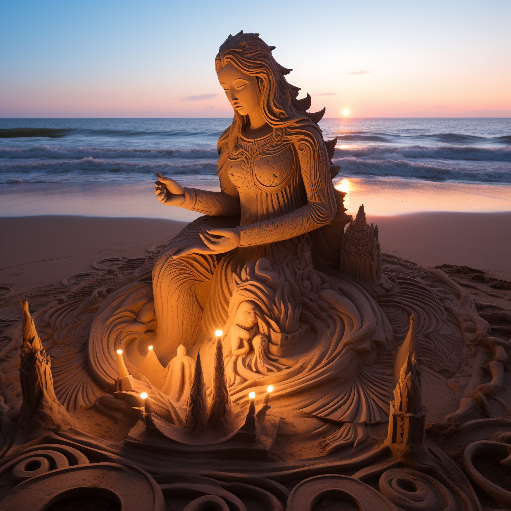 Meditative sand art in a fantasy setting