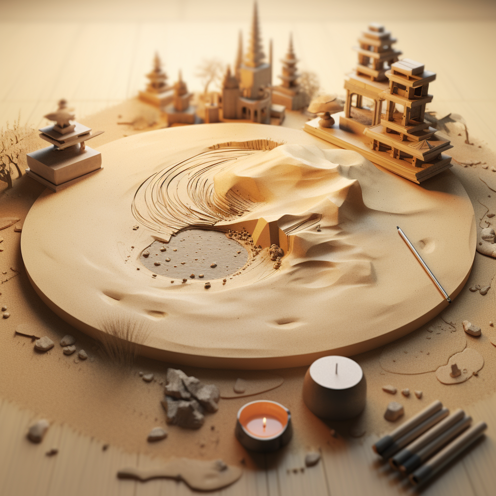 Meditative sand zen garden with pendulum