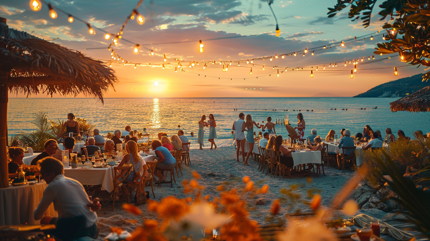 Beach party with sangria cocktails