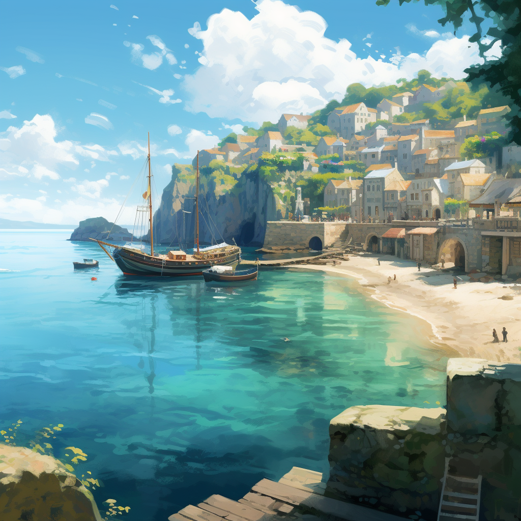 Beautiful concept art of Mediterranean Cornwall