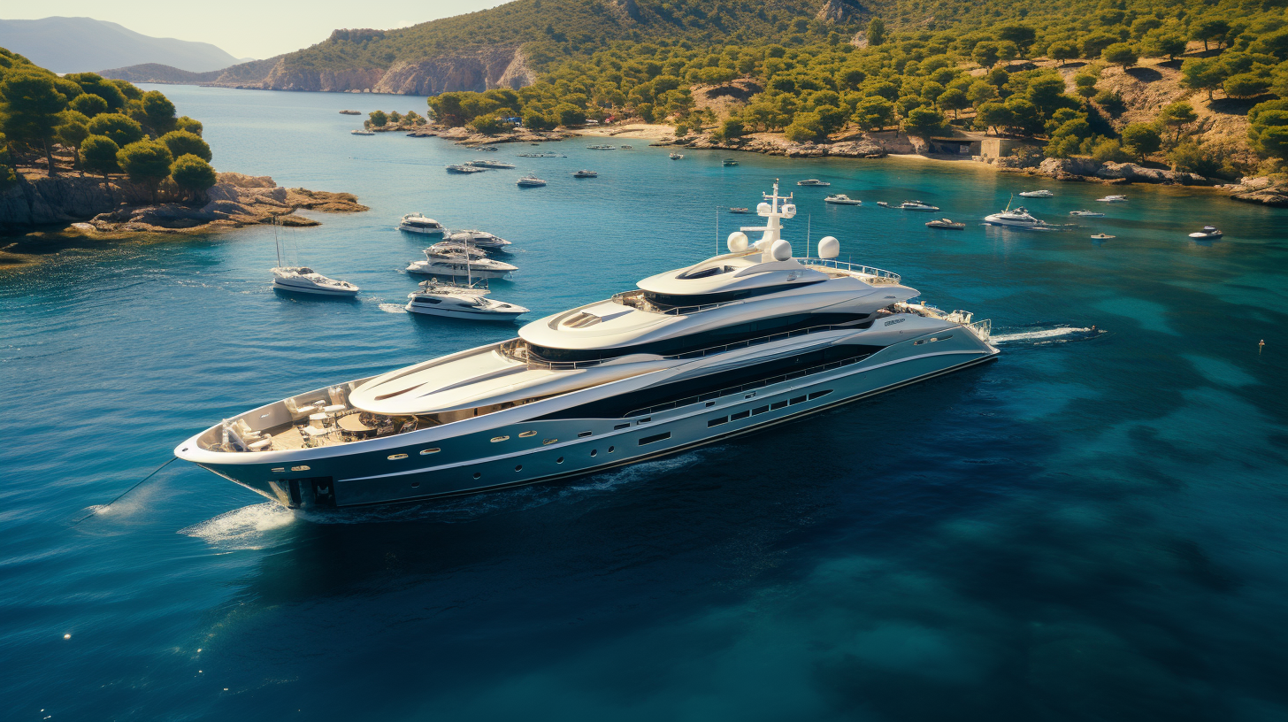 Group of people on a luxury yacht in the Mediterranean Sea