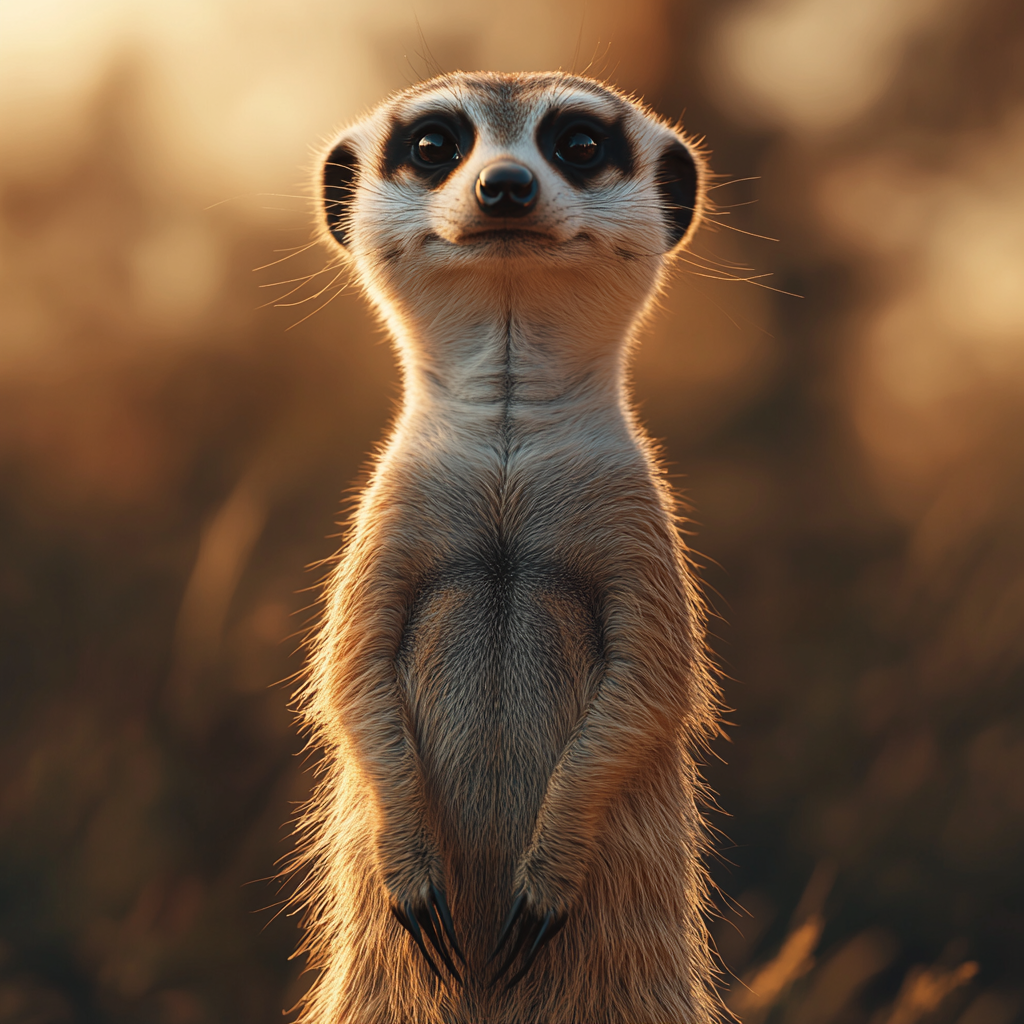 Curious meerkat with wide eyes