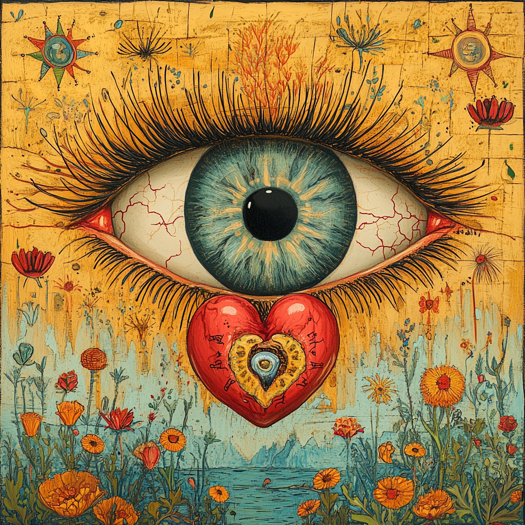 Mexican Loteria Eye Heart Card