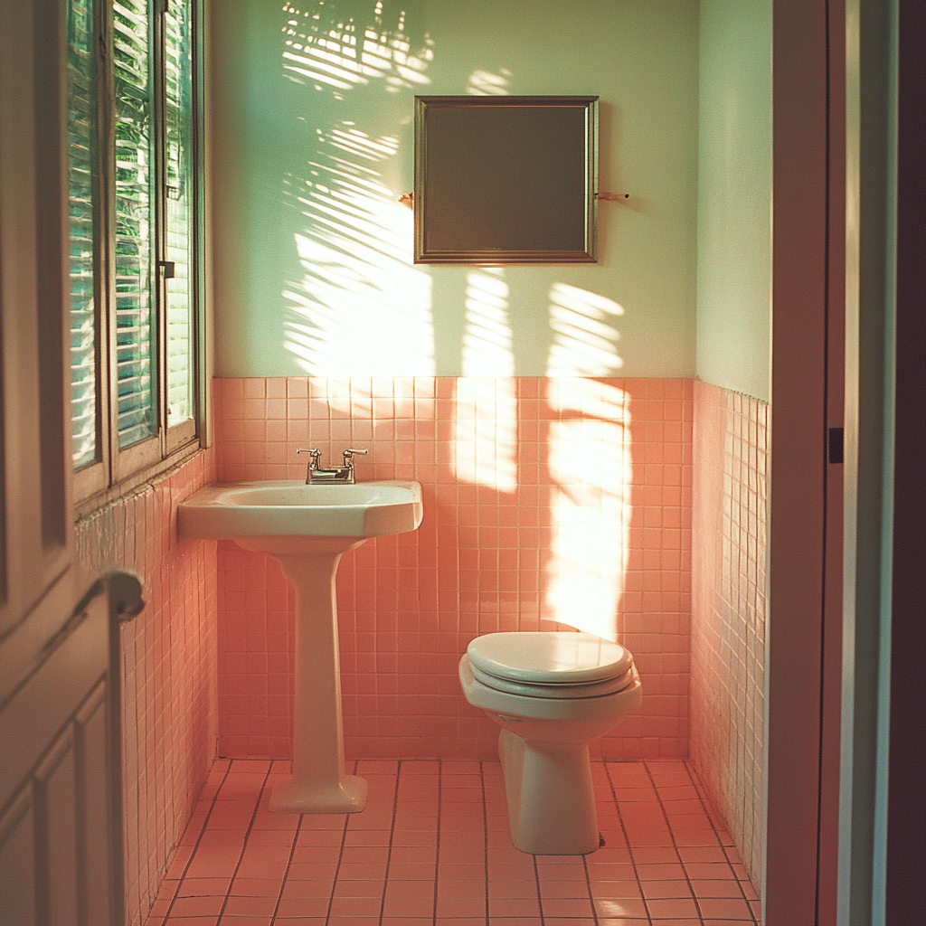 Miami villa bathroom sunset photo